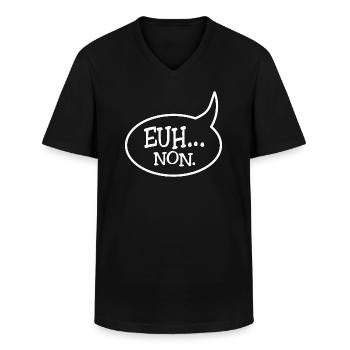 Euh... non. Parfois, il faut (savoir) dire NON ! - T-shirt col V Homme - noir - Devant - AI Model Male 178 dark (178cm)