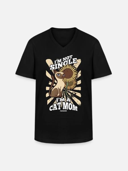 Cat mom - Men's V-Neck T-Shirt - black