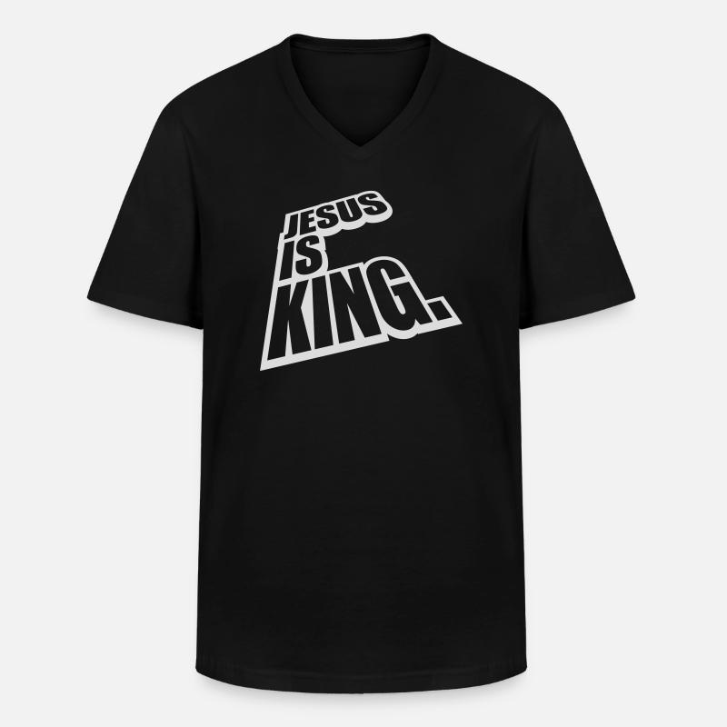 jesus is king Zitat - Männer-T-Shirt mit V-Ausschnitt - Schwarz