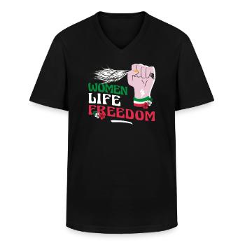 Niedliche iranische Frauen - Frauen Leben Freiheit - Männer-T-Shirt mit V-Ausschnitt - Schwarz - Vorne - AI Model Male 178 dark (178cm)