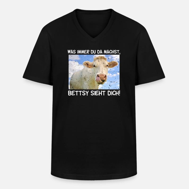 Die Kuh Bettsy sieht dich - Männer-T-Shirt mit V-Ausschnitt - Schwarz