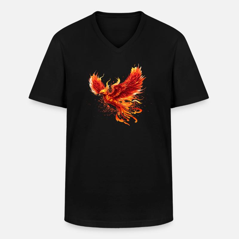 Phoenix Firebird maestoso potere Animale - Maglietta da uomo classica con scollo a V - nero