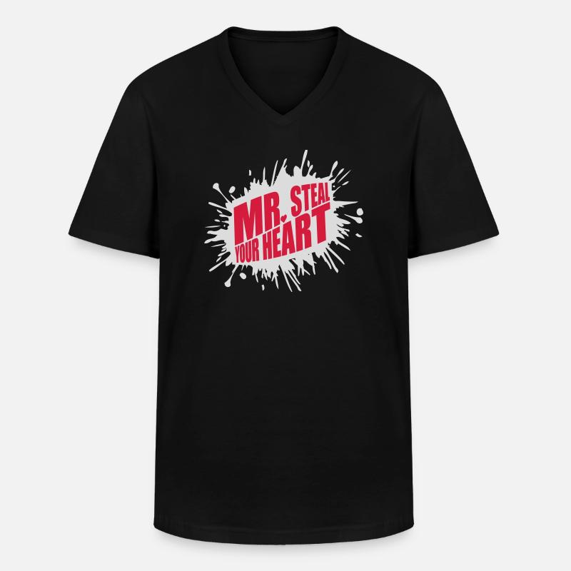 Mr steal your heart - Men's V-Neck T-Shirt - black