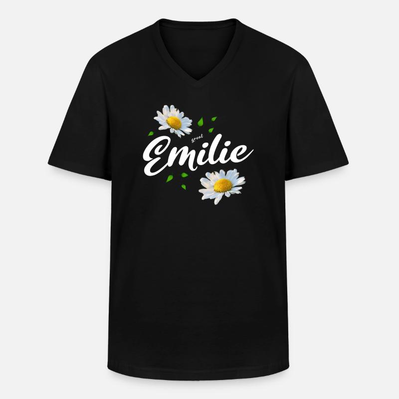 Emilie - Männer-T-Shirt mit V-Ausschnitt - Schwarz