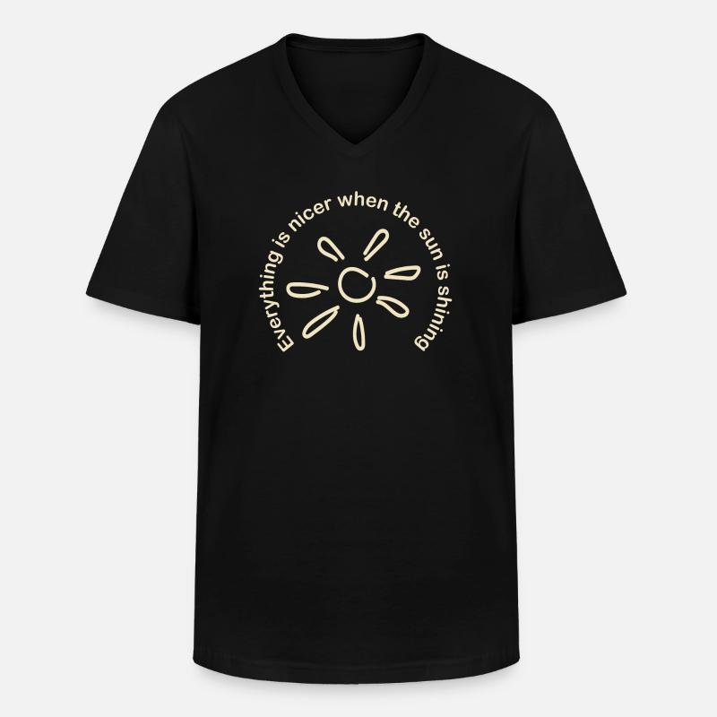 Sonne scheint Spruch - Männer-T-Shirt mit V-Ausschnitt - Schwarz