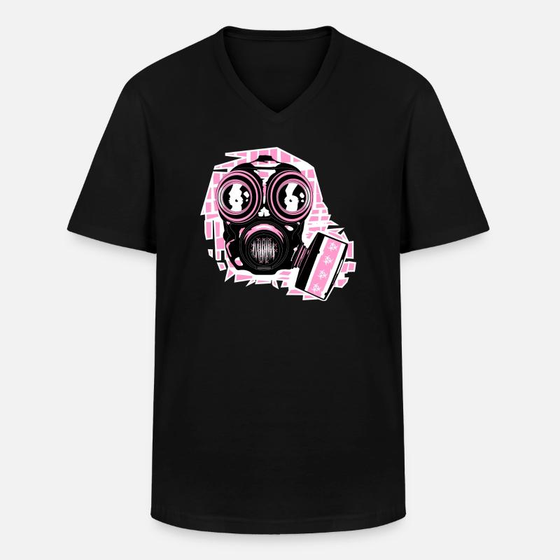 Gasmaske - Männer-T-Shirt mit V-Ausschnitt - Schwarz
