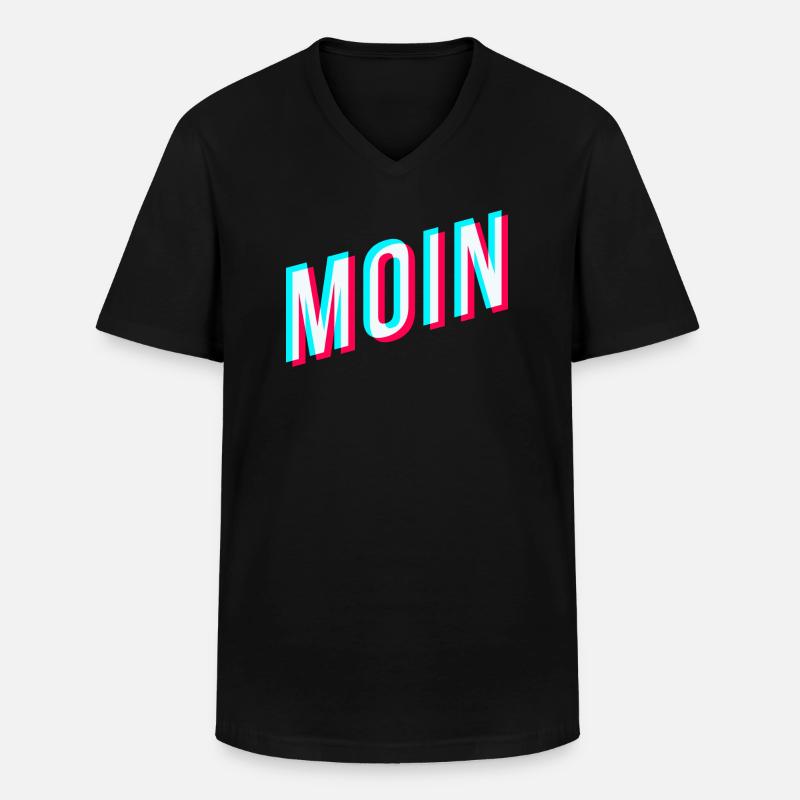 Moin | Glitcheffekt | Tiktok - Männer-T-Shirt mit V-Ausschnitt - Schwarz