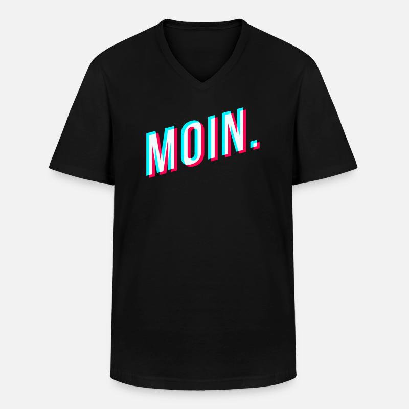 Moin. Glitcheffekt - Männer-T-Shirt mit V-Ausschnitt - Schwarz