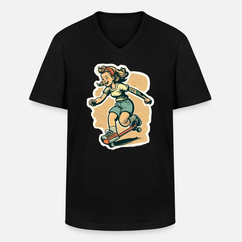 Skater-Mädchen - Männer-T-Shirt mit V-Ausschnitt - Schwarz