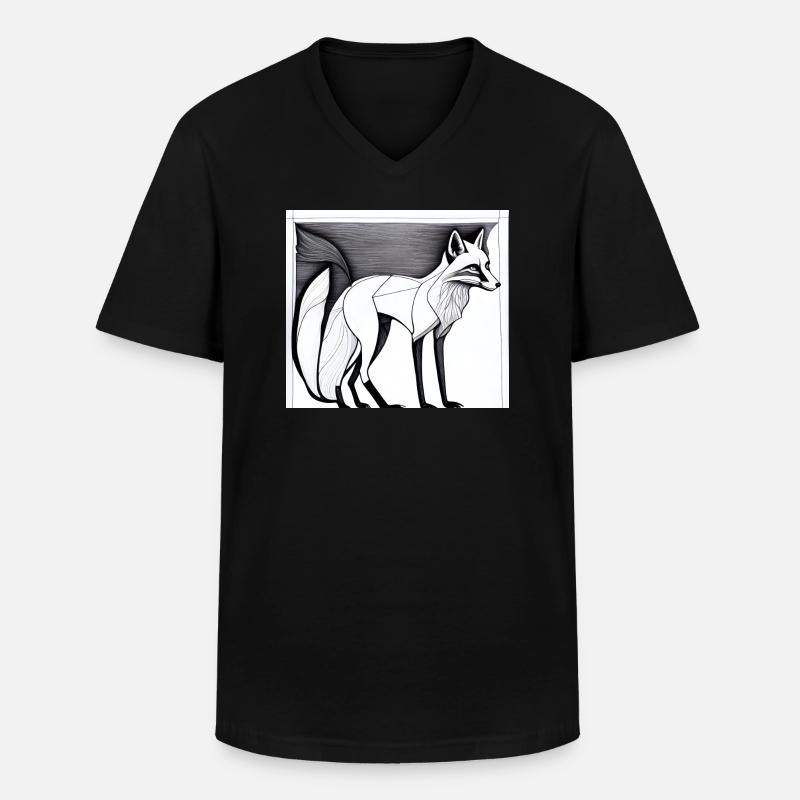 Fuchs - Männer-T-Shirt mit V-Ausschnitt - Schwarz
