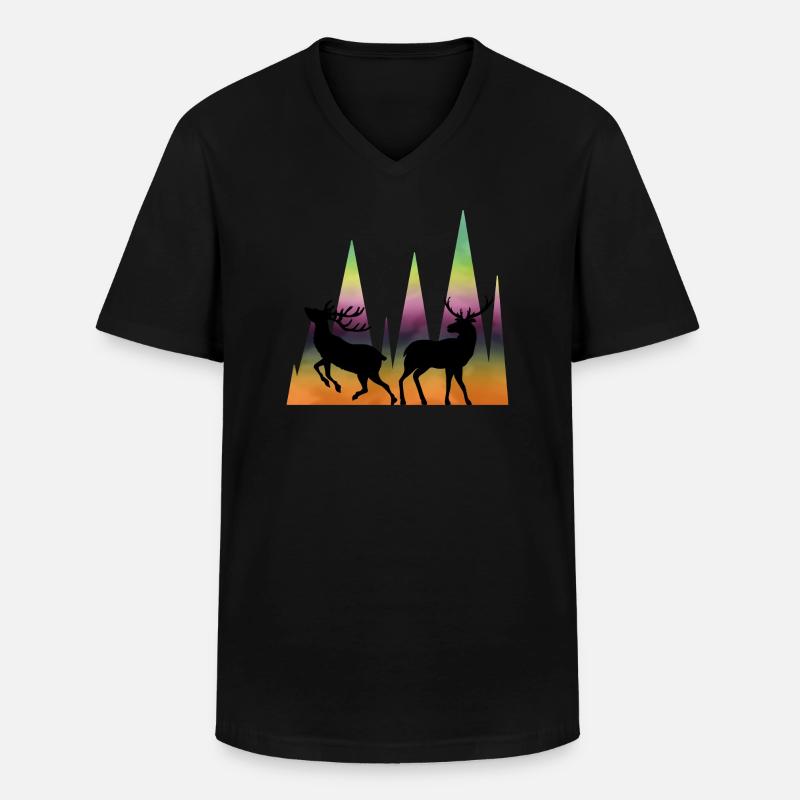 Hirsch - Männer-T-Shirt mit V-Ausschnitt - Schwarz