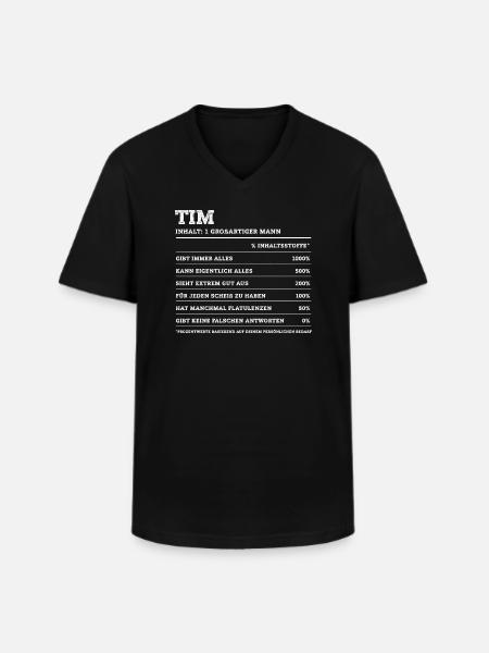 Tim Great Man First Name - Men's V-Neck T-Shirt - black