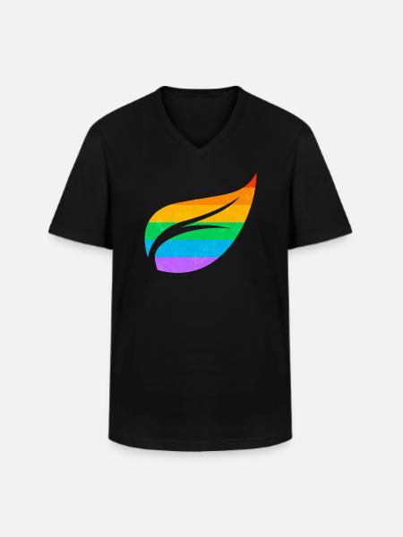 Gay Pride Parade LGBTQ + Rainbow Flag Body Positive - Klassiek mannen T-shirt met V-hals - zwart
