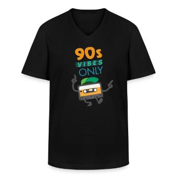 90er Jahre 90s Vibes Only Kassette Retro Party - Männer-T-Shirt mit V-Ausschnitt - Schwarz - Vorne - AI Model Male 178 dark (178cm)