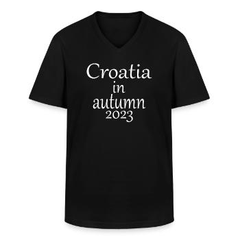 Croatia in autumn 2023 - Men's V-Neck T-Shirt - black - Front - AI Model Male 178 dark (178cm)