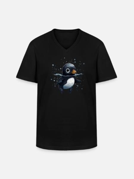 Penguin Baby Bird Chick - Men's V-Neck T-Shirt - black