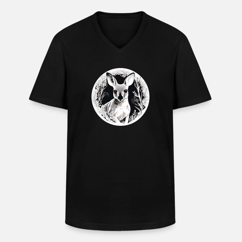 Känguru - Männer-T-Shirt mit V-Ausschnitt - Schwarz