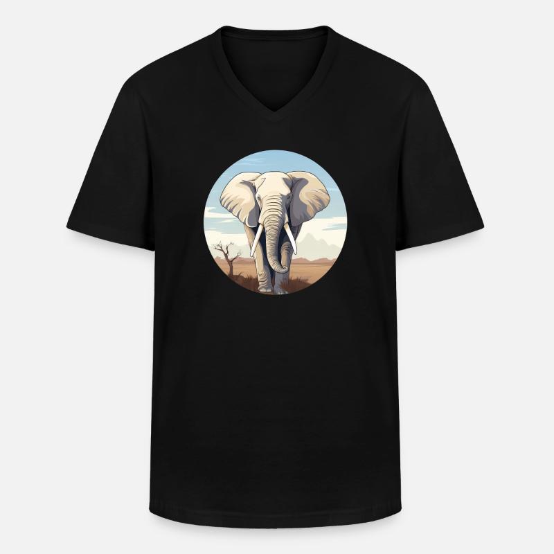 Elefant - Männer-T-Shirt mit V-Ausschnitt - Schwarz