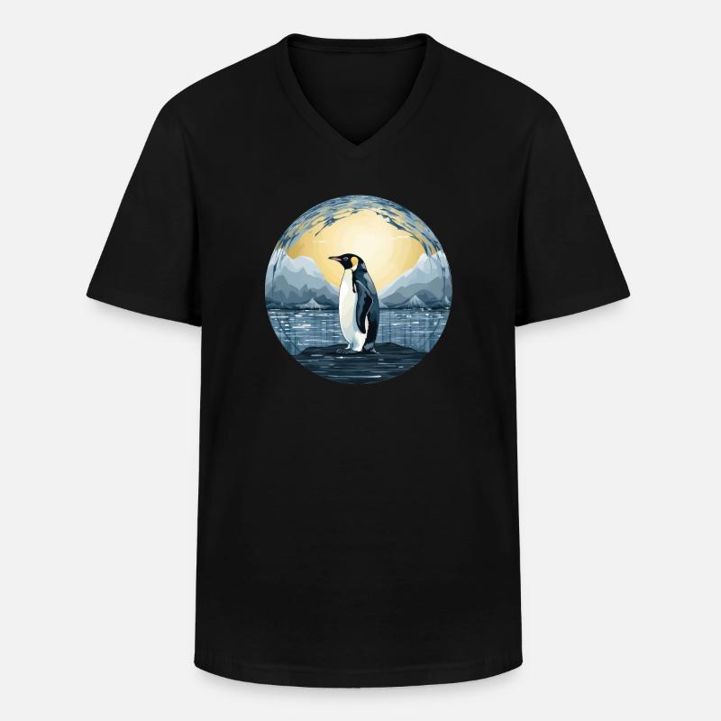 Pinguin - Männer-T-Shirt mit V-Ausschnitt - Schwarz