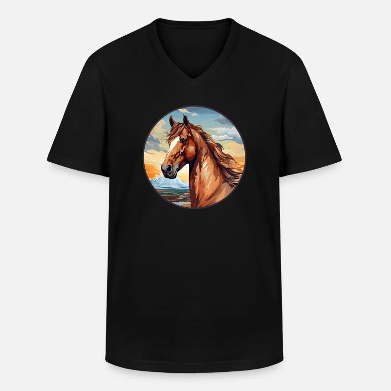 Pferd - Männer-T-Shirt mit V-Ausschnitt - Schwarz