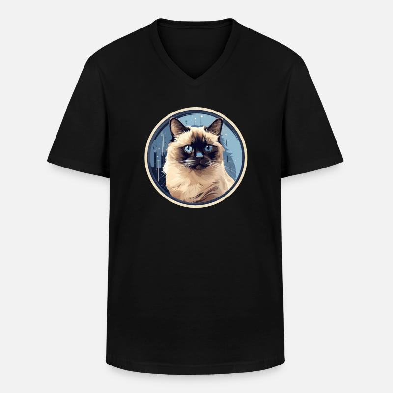 Birma Katze - Männer-T-Shirt mit V-Ausschnitt - Schwarz