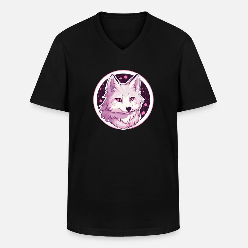 Wolf Anime - Männer-T-Shirt mit V-Ausschnitt - Schwarz