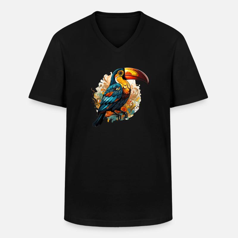 Toucan retro style - Männer-T-Shirt mit V-Ausschnitt - Schwarz