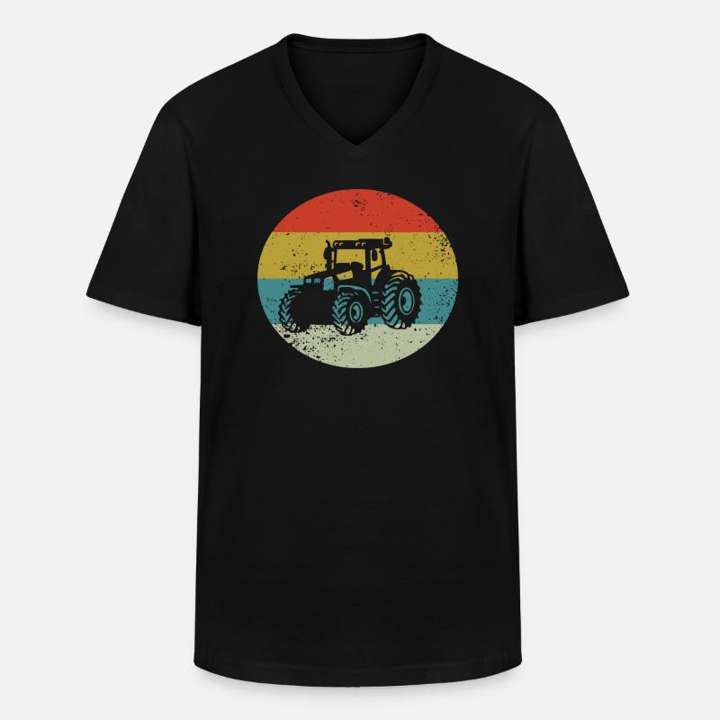 Traktor Bauernhof Bauer Retro - Männer-T-Shirt mit V-Ausschnitt - Schwarz