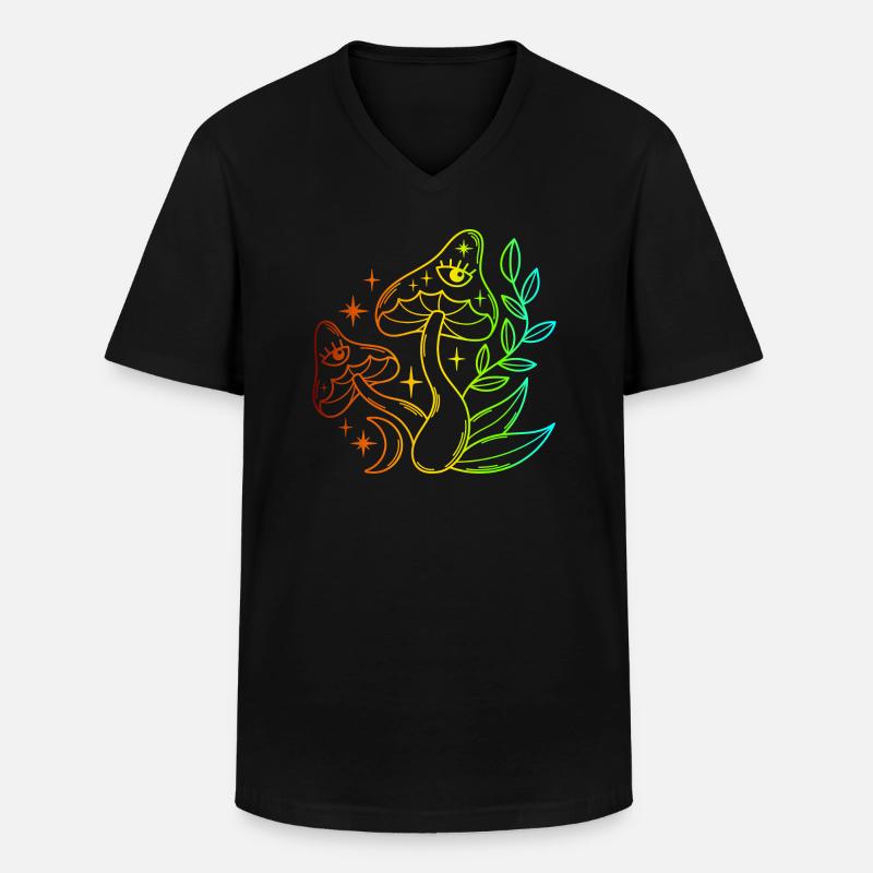 Pilze - Männer-T-Shirt mit V-Ausschnitt - Schwarz