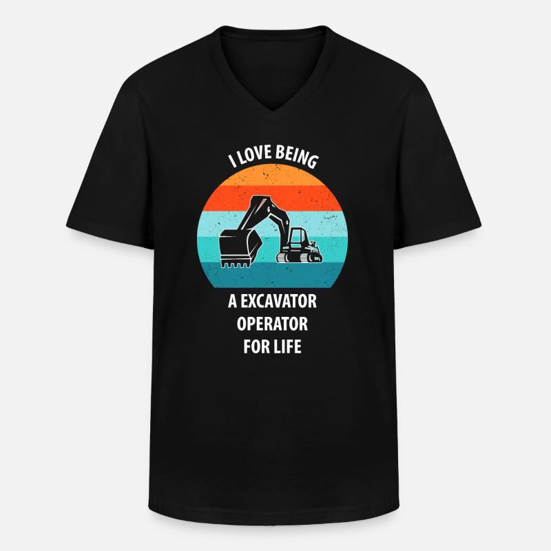 Bagger Baggerfahrer Baggerwagen - Männer-T-Shirt mit V-Ausschnitt - Schwarz