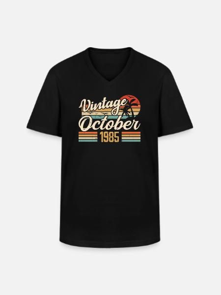 October 1985 Anniversary Gift - 1985 - Men's V-Neck T-Shirt - black