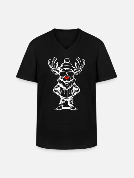 Reindeer Christmas Gift Idea - Men's V-Neck T-Shirt - black