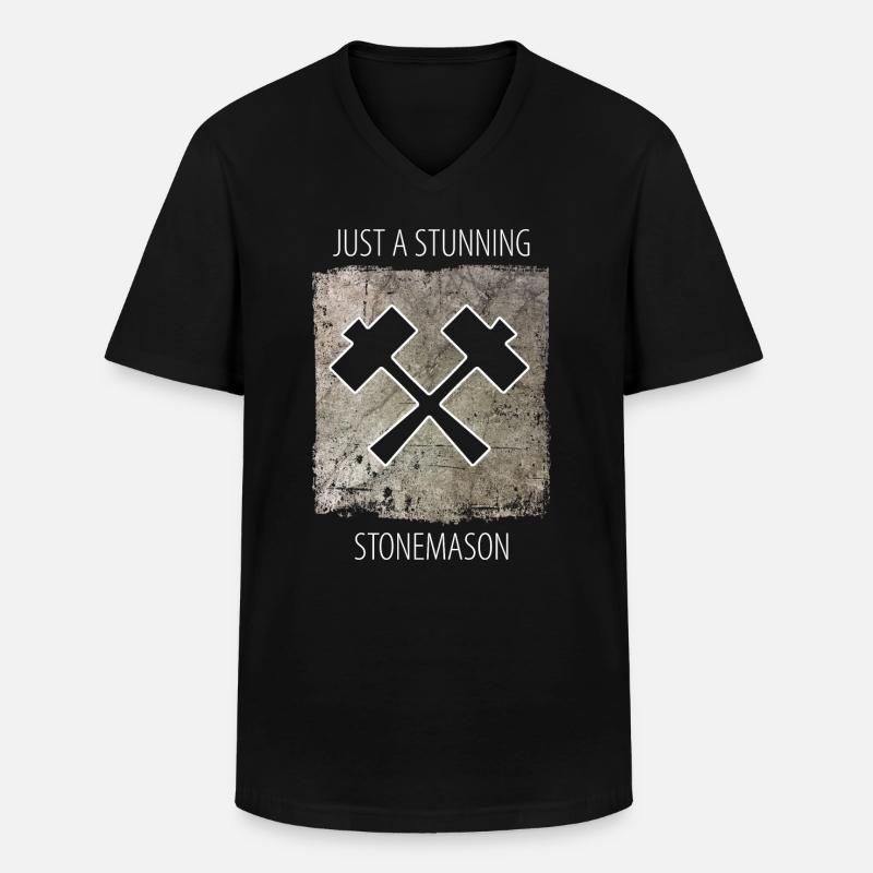 Steinmetz Steinbildhauer Spruch - Männer-T-Shirt mit V-Ausschnitt - Schwarz