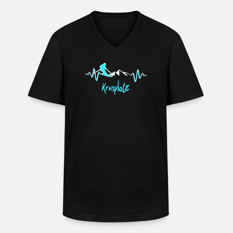 Skifahren Kronplatz - Männer-T-Shirt mit V-Ausschnitt - Schwarz