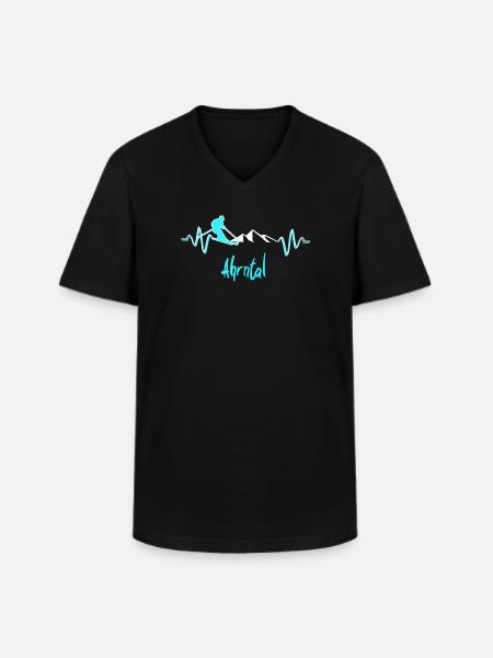 Skiing Valle Aurina - Men's V-Neck T-Shirt - black