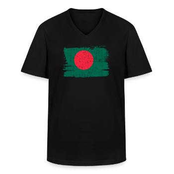 Bangladesh Bandiera Flag Peace Vintage - Men's V-Neck T-Shirt - black - Front - AI Model Male 178 dark (178cm)