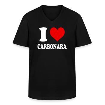 J’aime Carbonara Coeur Drôle D’ - T-shirt col V Homme - noir - Devant - AI Model Male 178 dark (178cm)