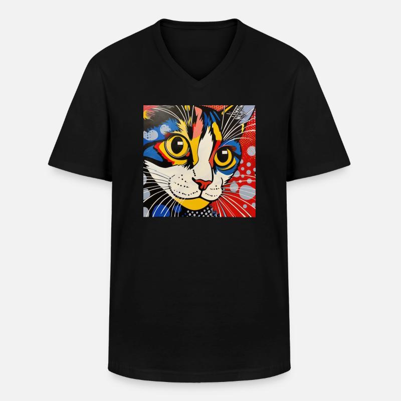 Katze, katzenmotiv, comic, geschenk, geschenkideen - Männer-T-Shirt mit V-Ausschnitt - Schwarz