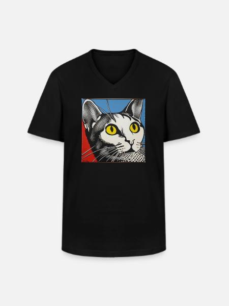 Cat, Cat Motif - Men's V-Neck T-Shirt - black
