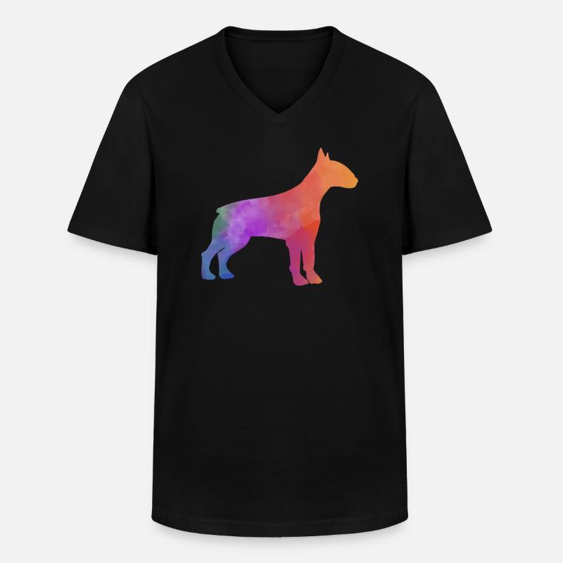 BULLTERRIER bunt - Männer-T-Shirt mit V-Ausschnitt - Schwarz