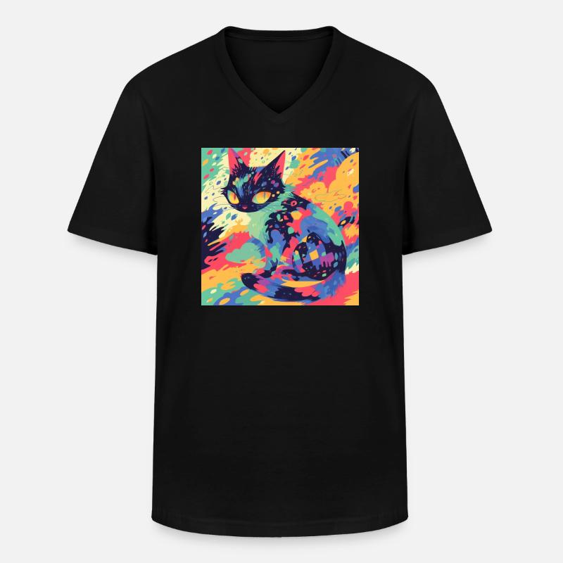 Katze, katzenmotiv - Männer-T-Shirt mit V-Ausschnitt - Schwarz