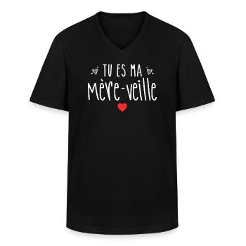 Jeux De Mots Fête Des Mères Cadeau Maman - T-shirt col V Homme - noir - Devant - AI Model Male 178 dark (178cm)