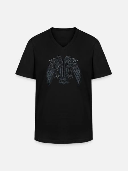 Hugin Munin - Männer-T-Shirt mit V-Ausschnitt - Schwarz