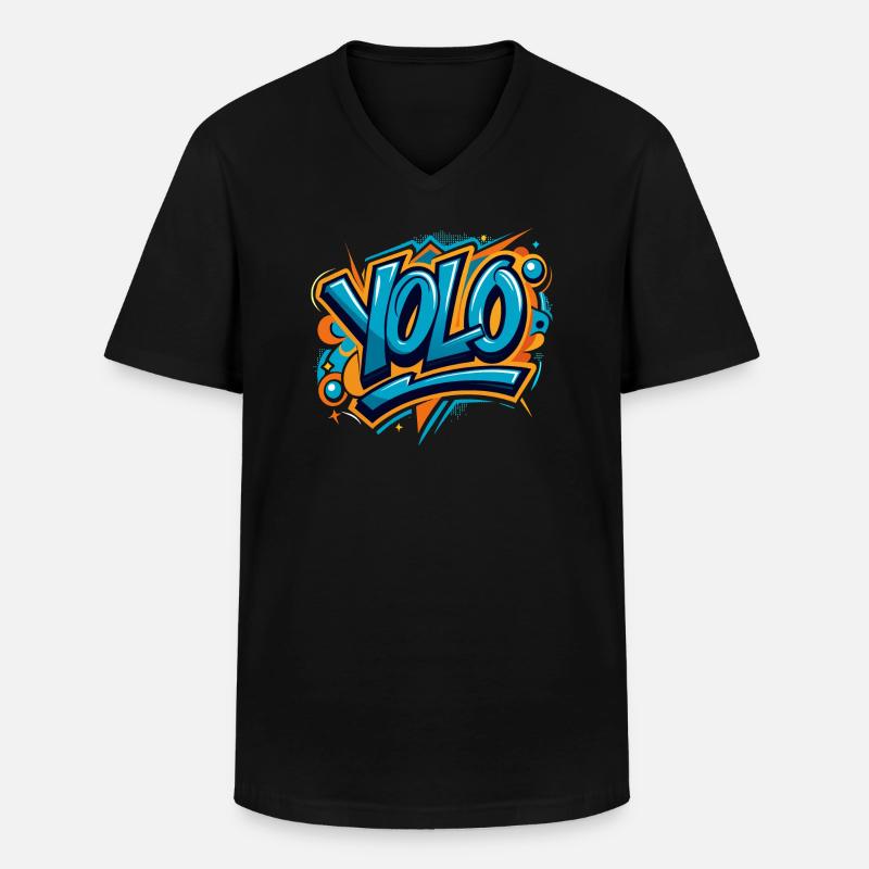YOLO (Du lebst nur einmal) - Männer-T-Shirt mit V-Ausschnitt - Schwarz