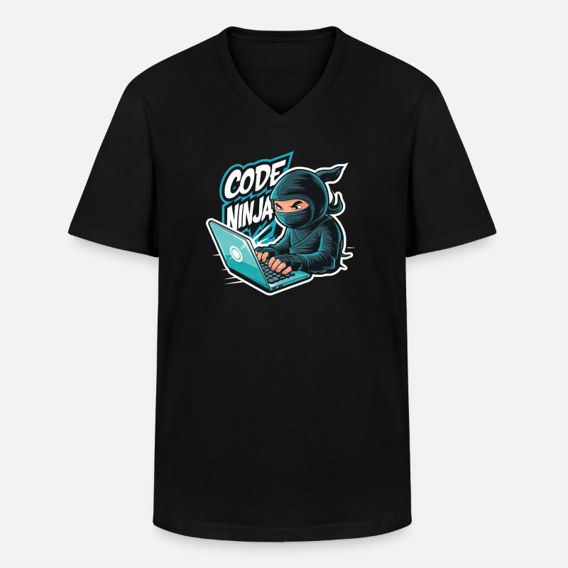 Code Ninja Programmierer Software Entwickler - Männer-T-Shirt mit V-Ausschnitt - Schwarz
