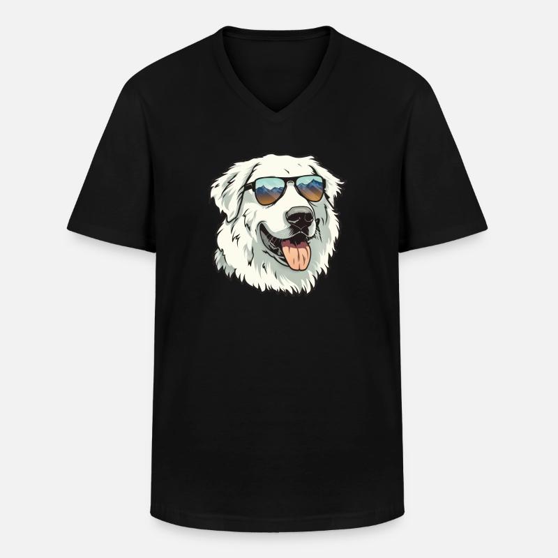 Pyrenäenberghund, Great Pyrenees, Hund - Männer-T-Shirt mit V-Ausschnitt - Schwarz