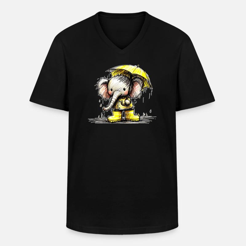 Elefant im Regen - Männer-T-Shirt mit V-Ausschnitt - Schwarz