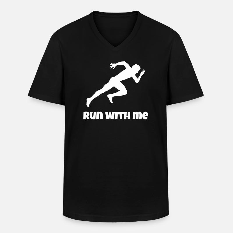 Lauf mit mir. - Männer-T-Shirt mit V-Ausschnitt - Schwarz