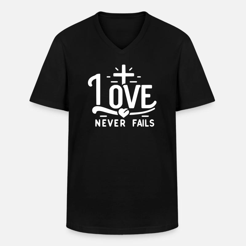 Liebe hört nie auf - Männer-T-Shirt mit V-Ausschnitt - Schwarz