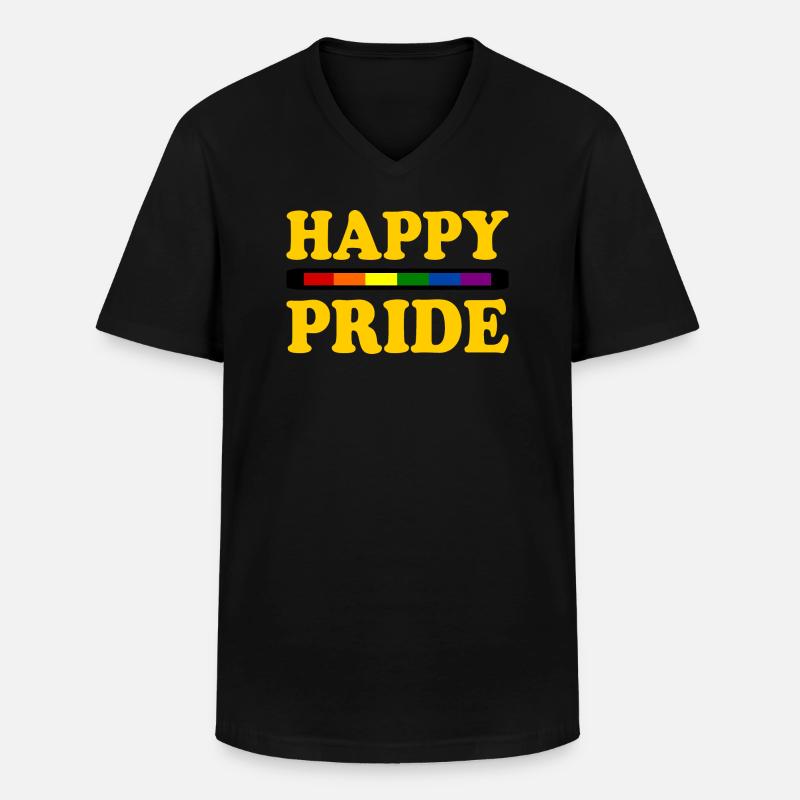 Happy pride - Männer-T-Shirt mit V-Ausschnitt - Schwarz